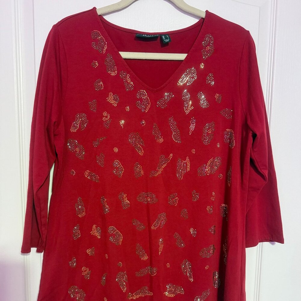 NWOT Susan Graver Weekend Embellished Cotton Modal Top